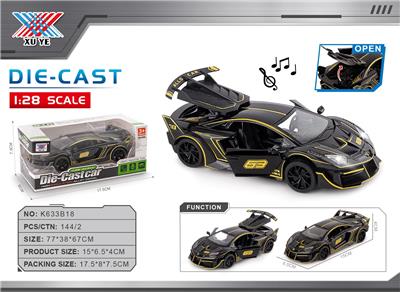 1:28 合金车模 改装小牛 黑金版 灯光音乐 3开门 回力（1只装） - OBL10394588