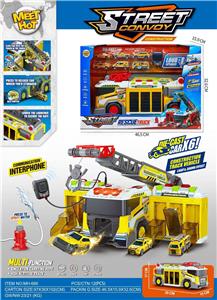 黄色多功能消防车配6只合金车 - OBL10394941