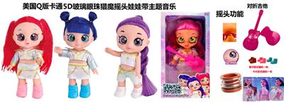 1比1美国Q版卡通5D真眼珠14寸全搪胶猎魔摇头娃娃带摇头功能带音乐主题曲带金貂卡片一张带对折吉他一条 - OBL10398592