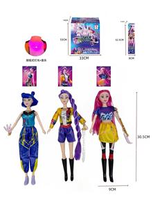 猎魔女团 K-POP 带七彩灯光音乐带卡片带猎魔刀，猎魔剑。猎魔叉 11寸13关节实身盲盒包装 12PCS - OBL10398625