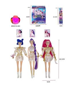 猎魔女团 K-POP 带七彩灯光音乐带卡片带猎魔刀，猎魔剑。猎魔叉 11寸13关节实身盲盒包装 12PCS - OBL10398626