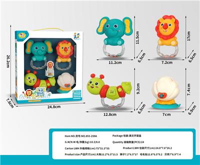 狮子、大象、毛毛虫 +贝壳解压摇铃组合 - OBL10398912