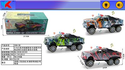 1:16六轮丰田越野皮卡涂鸦万向电动带灯光音乐警车不包电（车身使用四粒5号电池） - OBL10400799