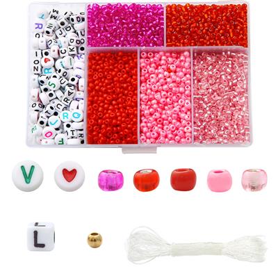 3mm米珠+字母珠+4mm金珠+线6格 - OBL10400863