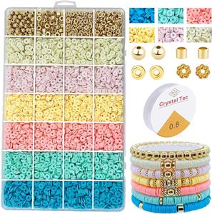 软陶+6mm金珠+隔珠+线28格 - OBL10400873