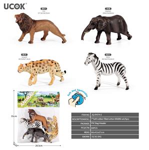 4只7寸搪胶充棉野生动物套装 - OBL10401203