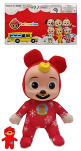 10寸搪胶头棉身cocomelon超级宝贝带主题音乐4首不同的主题音乐和圣诞音乐毛绒万圣熊COCO带着塞棉小熊 - OBL10402266