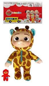 10寸搪胶头棉身cocomelon超级宝贝带主题音乐4首不同的主题音乐和圣诞音乐毛绒梅花鹿COCO带着塞棉小熊 - OBL10402267