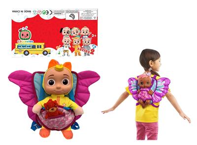 高档大蝴蝶背包小公鸡背包14寸搪胶头棉身COCOMEION娃娃带4首主题音乐【120秒】带着搪胶红熊带BB响 - OBL10402270