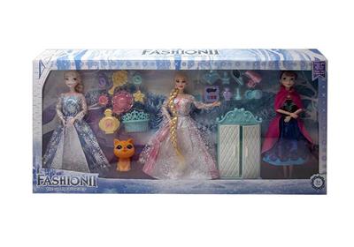 ,11.5寸9关节实身冰雪公主3只带打扮吸塑配件猫咪柜子 - OBL10402899