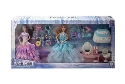 11.5寸实身9关节婚纱芭比2只带打扮吸塑梳妆套装大包包 - OBL10402900