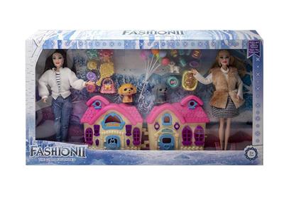 11.5寸实身9关节时装芭比2只和房子配件气球狗狗打扮吸塑 - OBL10402903