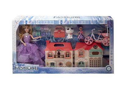 11.5寸实身9关节婚纱芭比2只带房子配件单车3寸仔猫咪鞋子吸塑包包 - OBL10402904