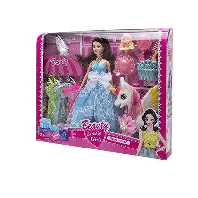 11.5寸实身9关节婚纱芭比带飞马打扮吸塑配件狗狗 - OBL10402912