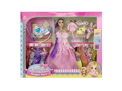 11.5寸空身活手婚纱芭比带大皇冠配件兔子梳子镜子配件吸塑吊裙 - OBL10402976