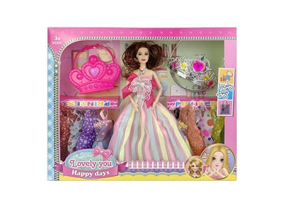 11.5寸实身9关节婚纱芭比带大皇冠包包大皇冠吊裙配件 - OBL10402980