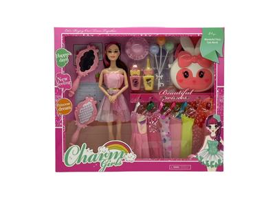 11.5寸实身9关节时装芭比带大兔兔气球帽子吸塑大镜子梳子配件 - OBL10402991