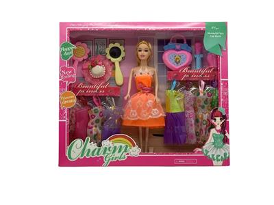 11.5寸实身9关节时装芭比带花花镜子梳子配件帽子爱心包包口红香水配件吊裙 - OBL10402994