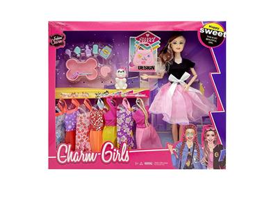 11.5寸实身9关节时装芭比带狗狗碗吸塑配件狗狗包包吊裙配件 - OBL10402995