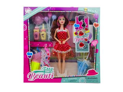 11.5寸实身9关节时装芭比带帽子气球吸塑配件大耳环雨伞配件 - OBL10403017