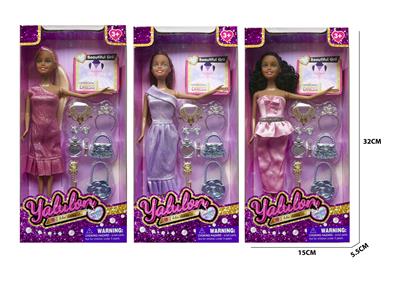 11.5寸实身棕色肤时尚娃娃/3款混装 - OBL10403478