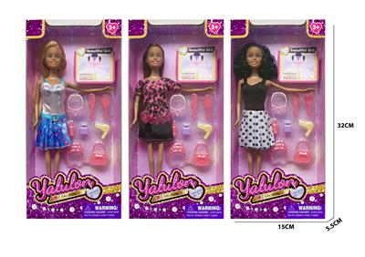 11.5寸实身棕色肤时尚娃娃/3款混装 - OBL10403496