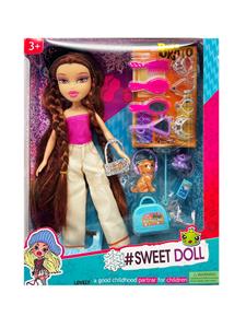 OMG  BRATZ 系列10寸大脚大腿实身毛绒大头贝兹娃娃饰品8件套装宠物套装7件套带钻石包 - OBL10403928