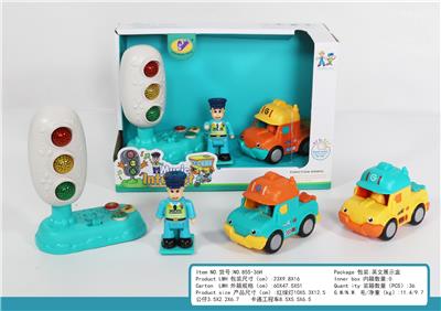 音乐红绿灯+警察公仔+惯性卡通工程车 - OBL10404758
