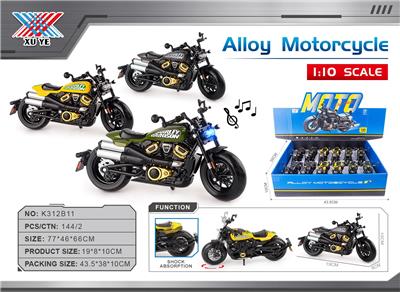 1:10 合金 哈雷仿真摩托车 灯光音乐（12只装） - OBL10405143