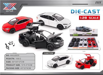 1:28 合金车模 特斯拉 Mode1 X 五开蝴蝶门 回力 (12只装) - OBL10405151