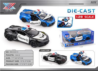 1:28 合金车模 美式警车 3开门 回力（1只装） - OBL10405152