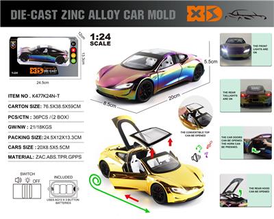 英文1:24压铸锌合金灯光音效特斯拉 Roadster电镀版车模 - OBL10406281