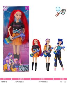 11寸实身十一关节猎魔女团加吉他 三款混装带灯光音乐 带3LR41纽扣电池 - OBL10406680