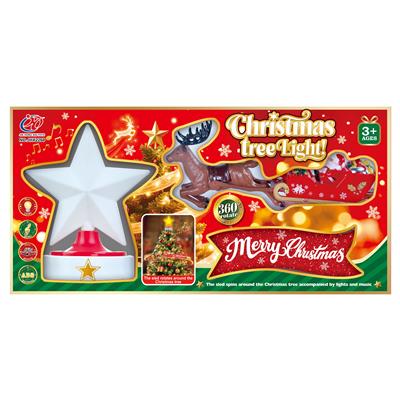 电动灯光音乐五角星旋转鹿+雪橇 - OBL10410896