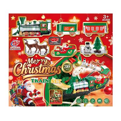 电动灯光音乐喷雾悬挂圣诞轨道火车 - OBL10410900