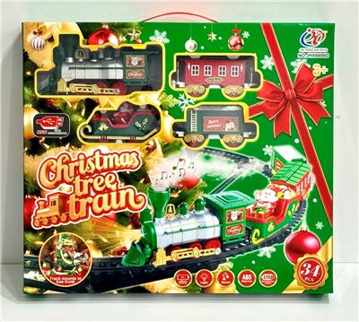 电动灯光音乐喷雾悬挂圣诞轨道火车 - OBL10410901