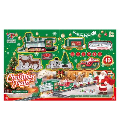 电动喷雾（加水）灯光音乐圣诞轨道火车 - OBL10410905
