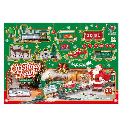 电动喷雾（加水）灯光音乐圣诞轨道火车 - OBL10410906