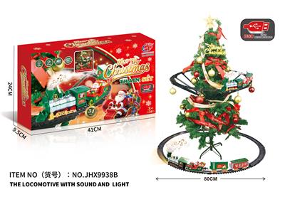 电动灯光音乐喷雾悬挂圣诞轨道火车 - OBL10410911