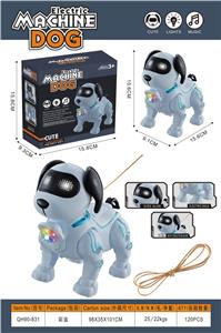 电动机械狗机器狗金色弹力牵绳灯光音乐电动狗手提牵绳狗声光音乐电子狗 - OBL10411061