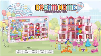 DIY娃娃屋过家家拼装小屋女孩公主屋 拼装别墅DIY别墅过家家别墅屋娃娃别墅公主别墅套装 - OBL10411763