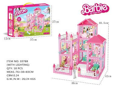 DIY益智拼装积木芭比娃娃别墅7间432PCS（带灯AG13*3） - OBL10411766