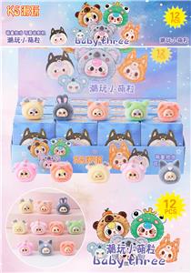 12入树脂植绒/娃三岁大头/混色混款 - OBL10412304