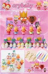 PVC樱桃皇冠哭娃盲盒（12入吊绳）/植绒款/混色混款 - OBL10412426