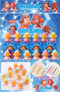 PVC黑哭娃盲盒（12入吊绳）/植绒款/混色混款 - OBL10412428