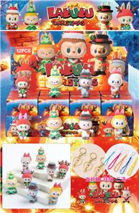 PVC拉布布圣诞盲盒（12入吊绳）/植绒款/混色混款 - OBL10412432