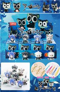 PVC罗小黑盲盒（12入吊绳）/植绒款/混色混款 - OBL10412435