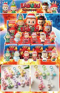 拉布布圣诞盲盒（12入钥匙扣）/树脂植绒款/混色混款 - OBL10412468