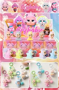 哭哇猫系恋人盲盒（12入钥匙扣）/树脂植绒款/混色混款 - OBL10412470