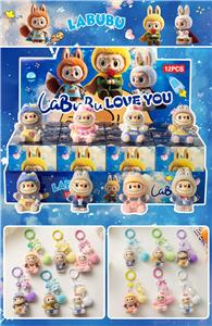 娃衣拉布盲盒（12入钥匙扣）/树脂植绒款/混色混款 - OBL10412475